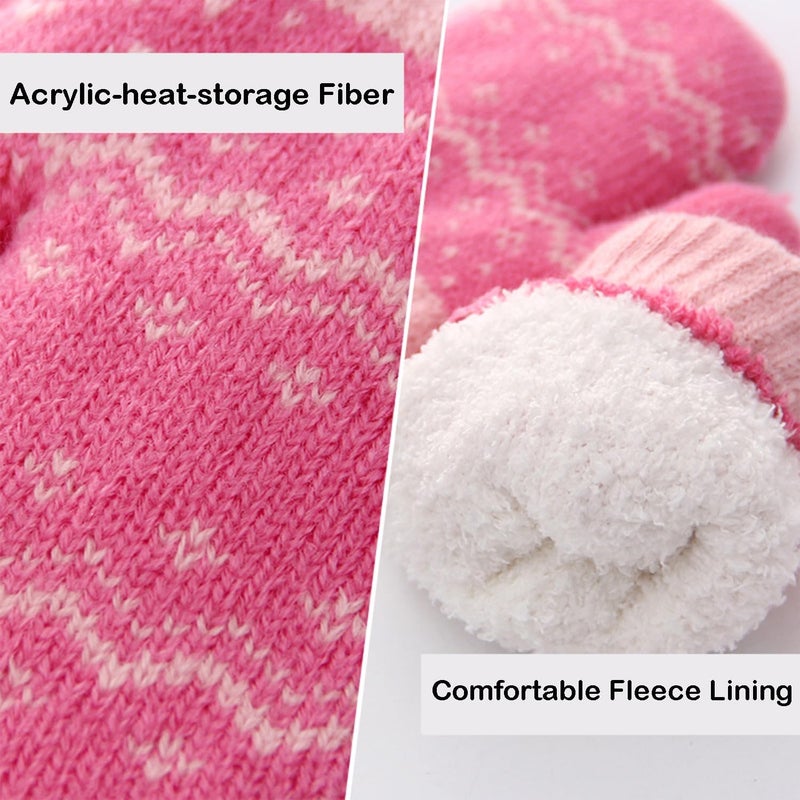 Eohak Winter Warm Knit Mittens for Girls Boys Wool Fleece Lined Mittens for 3-5 Years - Image 3